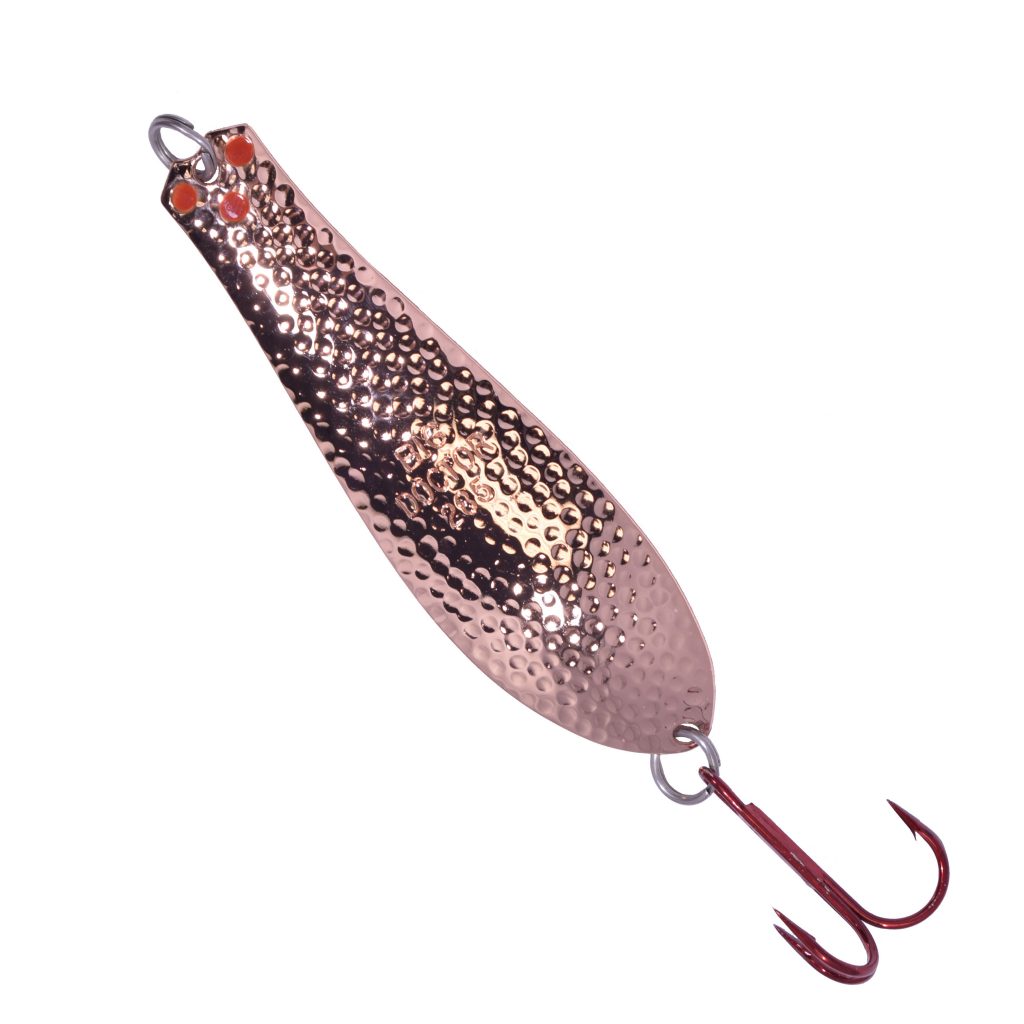 Premium Doctor Spoon with Red LazerSharp Hooks in (PM403) Hammered Copper -  Yellow Bird Fishing Products