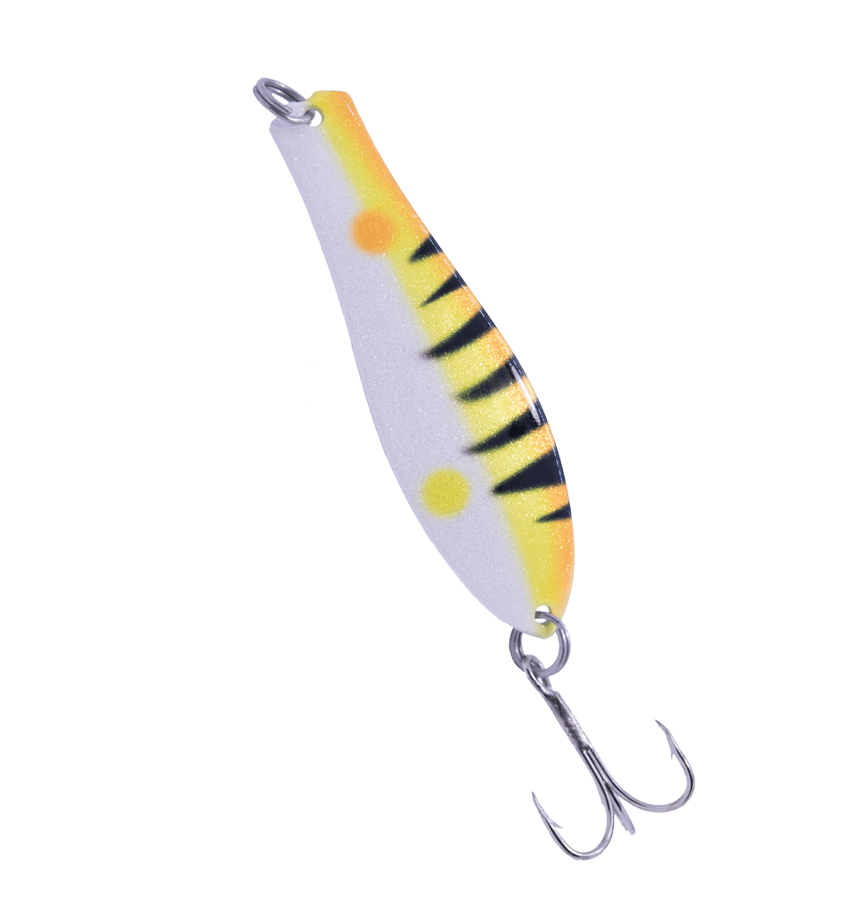 Doctor Spoon in (307) Nickel / Neon Blue - Yellow Bird Fishing Products